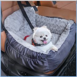 Dog Car Seat for Small Dogs,Washable Pet Booster Car Seats with Clip-On Safty Leash, Comfy Deluxe Plush Carseat with Storage Pockets, Puppy Car Travel