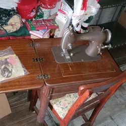 National Reversew Antique sewing machine and chair - $200