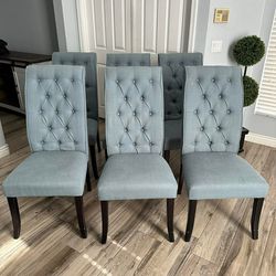 Six Teal Dining Chairs