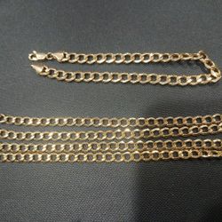 Set De Esclaba 14k Y Cadena 10k