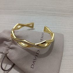 David Yurman Two Row Cuff Bracelet with Diamonds