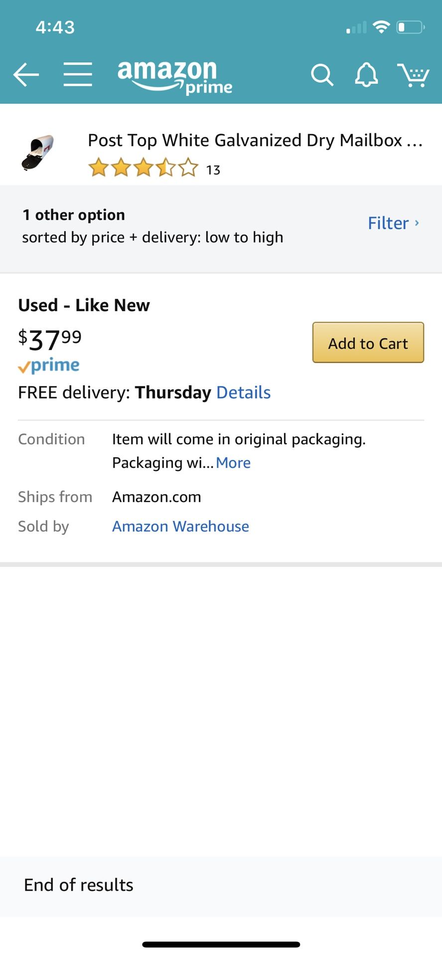 Raised Mesh Insert Mailbox Post Top White Galvanized Dry Mailbox with