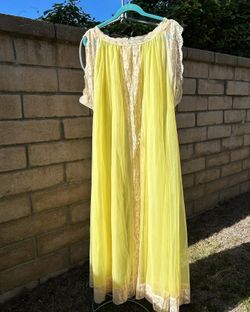 Vintage Mid Century Yellow Chiffon Night Robe