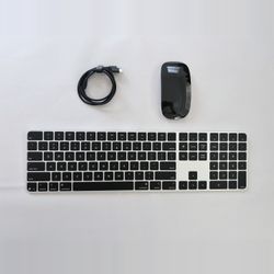 Apple Magic Keyboard Touch ID + Numeric Keypad & Magic Mouse — Black, USB-C, Like New