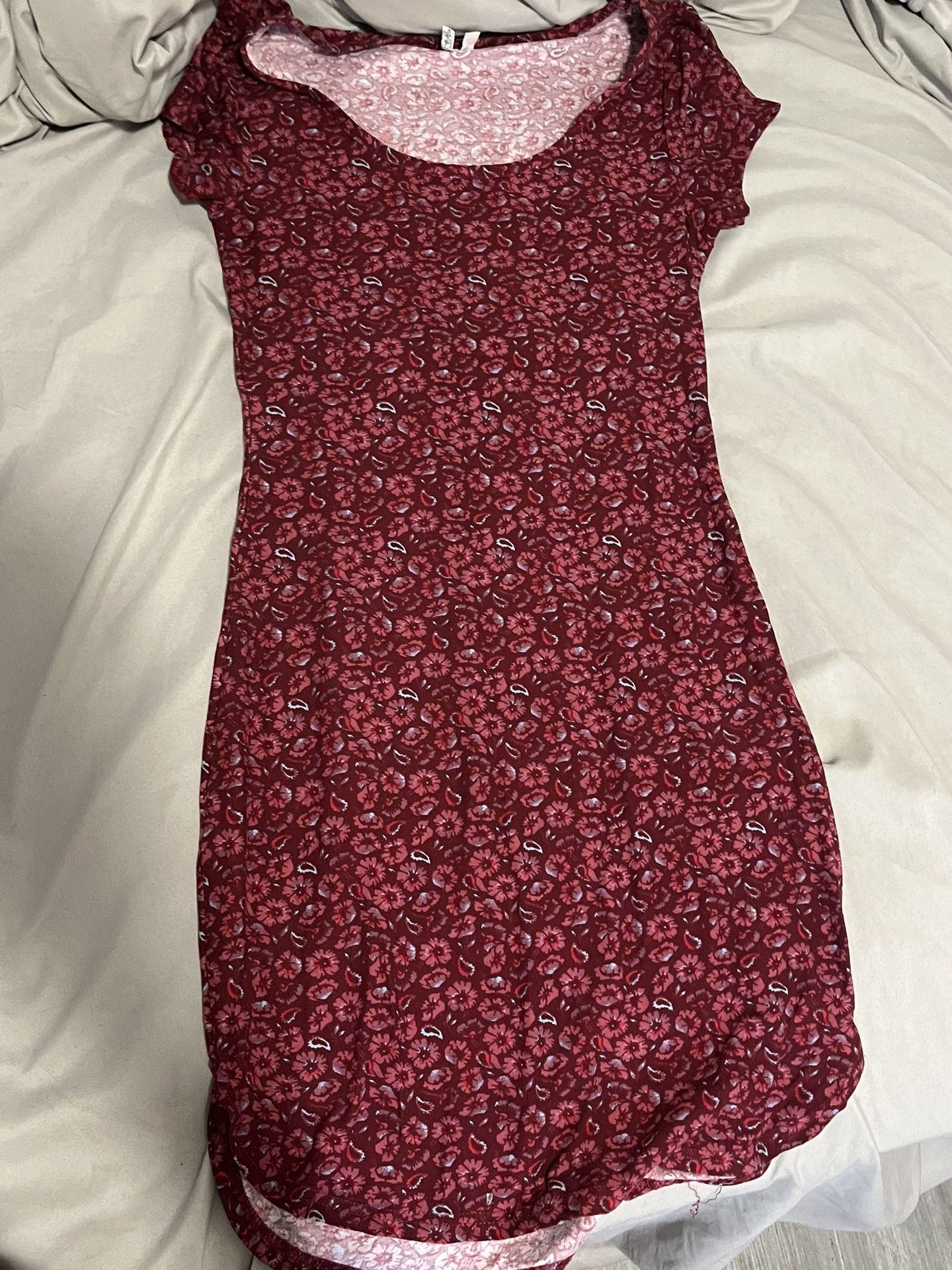 red dress with floral design