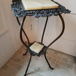 Victorian Brass And Marble Table For Plants 