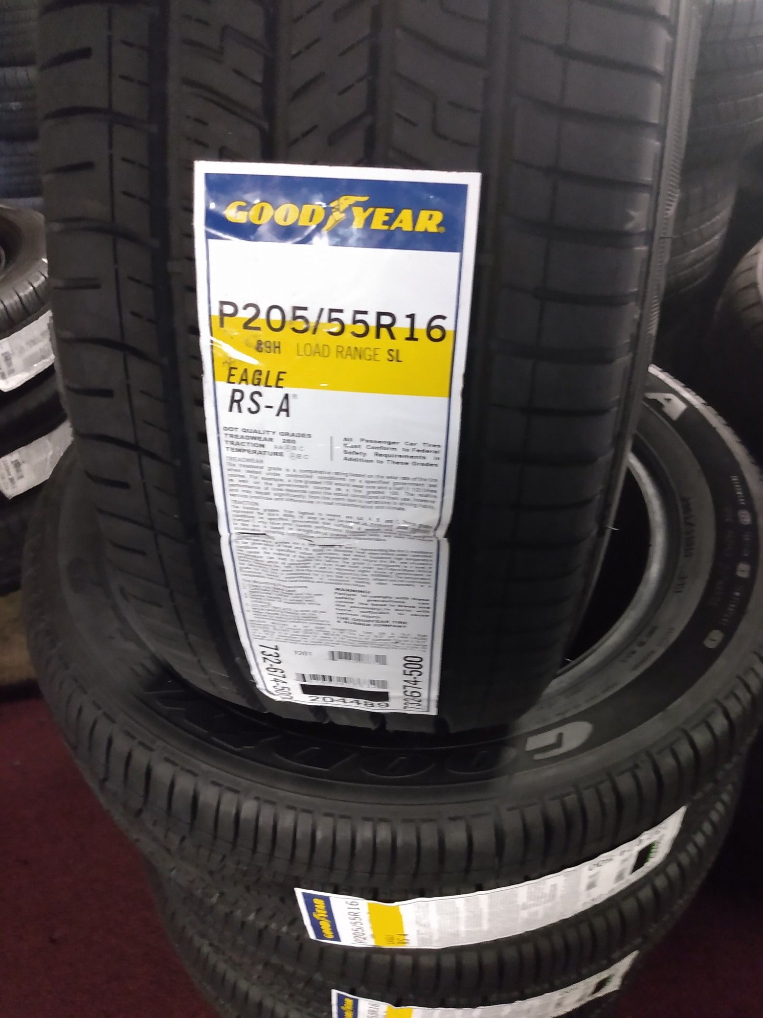 Set of new Goodyear eagle P205/55R16