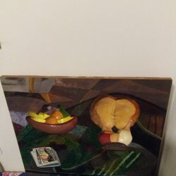 2004 RON LEFT OIL ON WOOD WITH LACQUER  OVER THE PAINTING