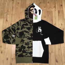 Bape Camo Ape Panda Half Full Zip Hoodie for Sale in Oakland CA OfferUp