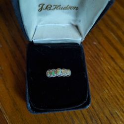 New S. 925 Sterling Silver Ethiopian Fire Opal Ring Size 7 