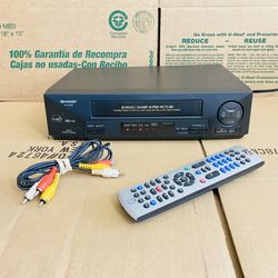 Sharp VCR VC-A410U Video Cassette Recorder VHS Player with Remote & AV Cable. Fully tested and works great. Come with free programmed universal remote