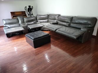 Black Leather Reclining Sectional Sofa