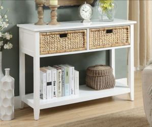 Wicker front hallway table