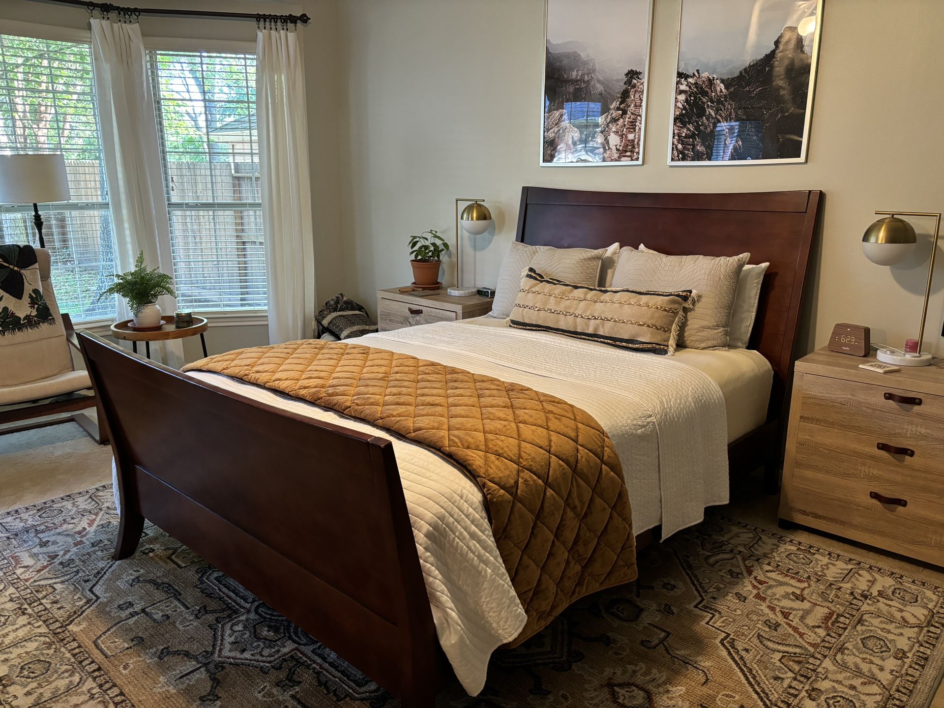 Queen Solid Wood Bedroom Set - Bed, Dresser, Armoire
