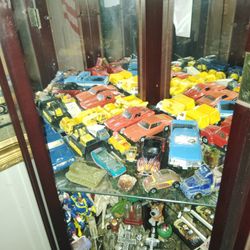 5 Ft Antique Corner Cabinet Full Of Very Collectible Items All In Good Condition Full Of Random Older Stuff Read About It