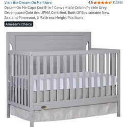 (2) Dream On Me Convertible Crib - Pebble Gray