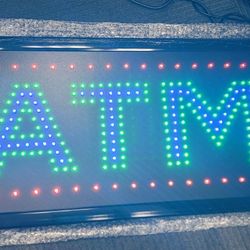 LED ATM Sign Two Mode Flashing With Power Plug 19 X 10"