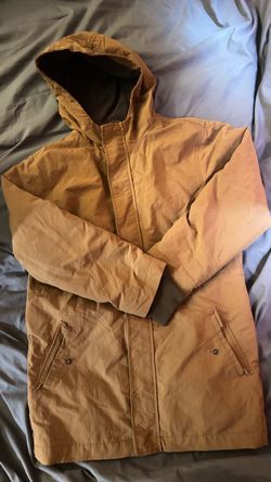 Old Navy Teens Tan Hooded Lined Long Parka Coat Zip Closure Solid XL Regular