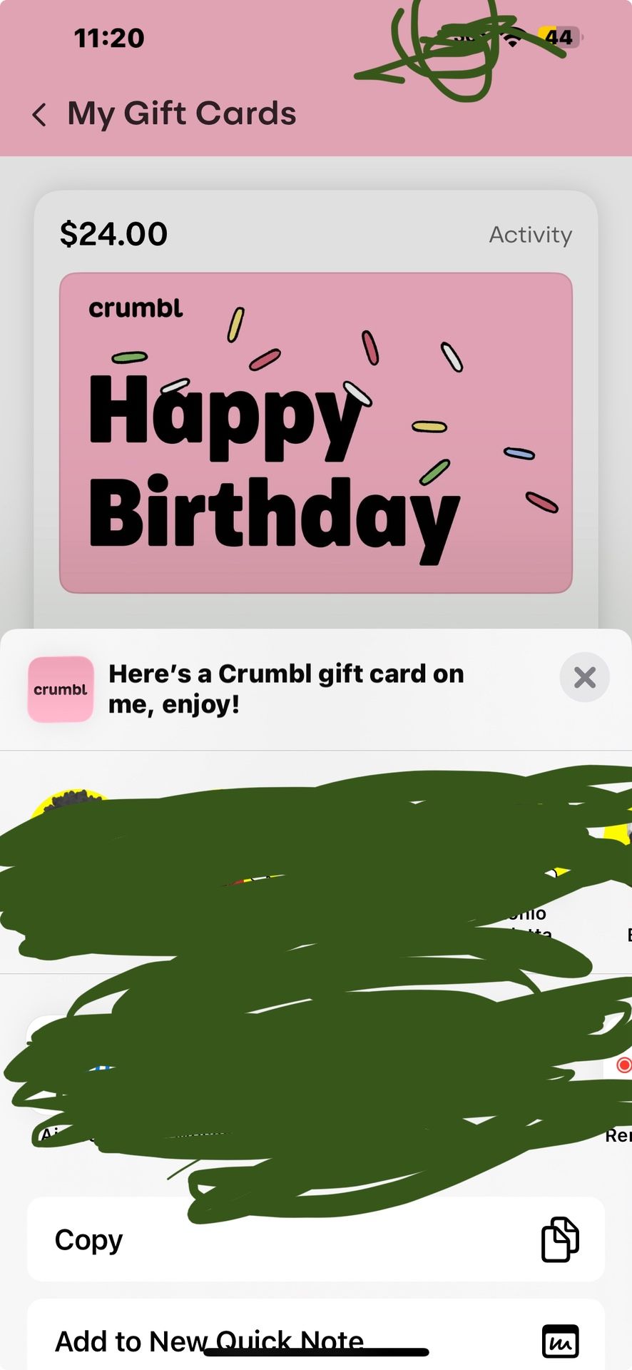 $24 Crumbl gift Card