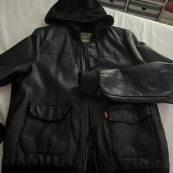 Levis Men’s Faux Black Leather Jacket Size L