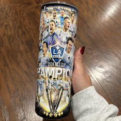 Custom 20oz LA Galaxy Soccer Championship 2024 MLS Cup Stainless Steel Skinny Tumbler
