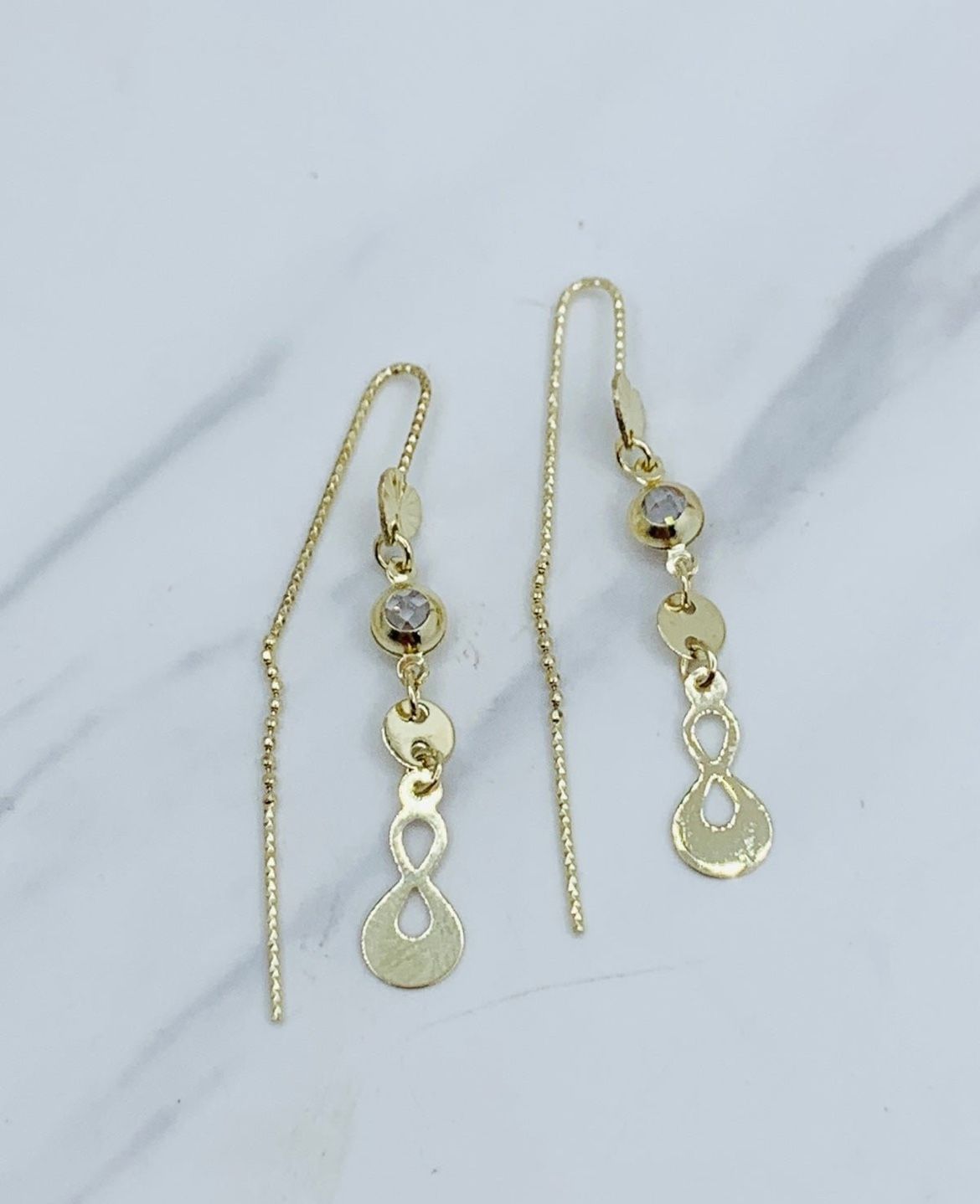 10k solid gold earrings threader Infinity ❤️ ❤️ Aritos de Oro De mujer violadores en 10 Kilate