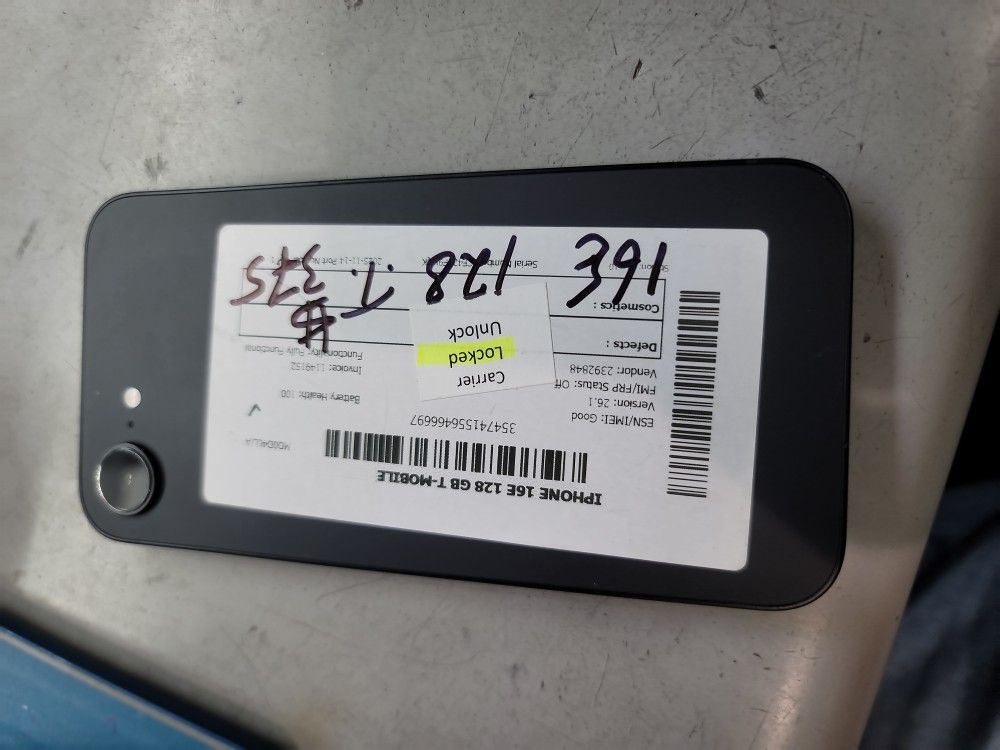 Iphone 16E 128gb, Tmobile Only .