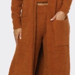 Three Piece Brown Orange Cardigan Set – Various Sizes