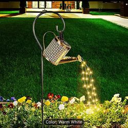 Solar Star Shower Watering Can with LED String Lights - Whimsical Outdoor Decoration - Waterproof Lantern for Pathway, Lawn, Patio, and Yard