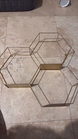 Gold Metallic Hexagon Honeycomb Wall Shelf