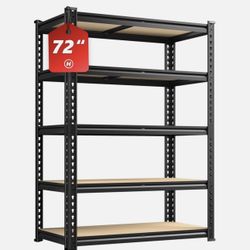 5-Shelf Heavy Duty Adjustable Metal Garage Storage Shelving Unit in Black