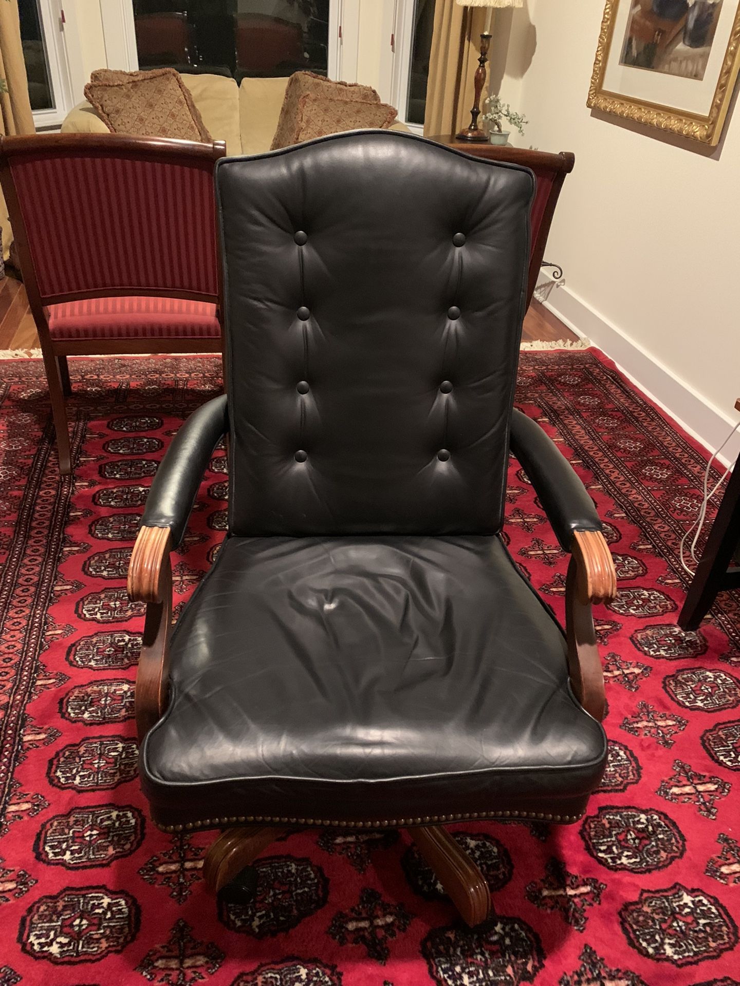 Ethan Allen Leather Executive Desk Chair