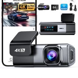 🔥Brand new🔥 Car Dash Cam Front and Rear, Dashcam 4K Front and 1080P Rear Camera with 5G WiFi 64GB Card, Dash Camera for Cars with G-Sensor 24H Parki