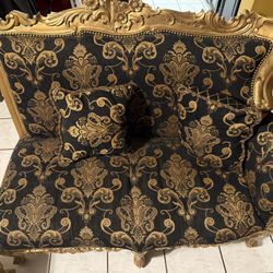 Victorian Style Black & Gold Sofa Set