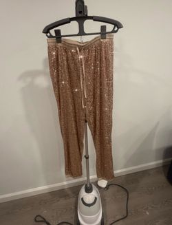 Aqua Medium Gold Sequin Pants