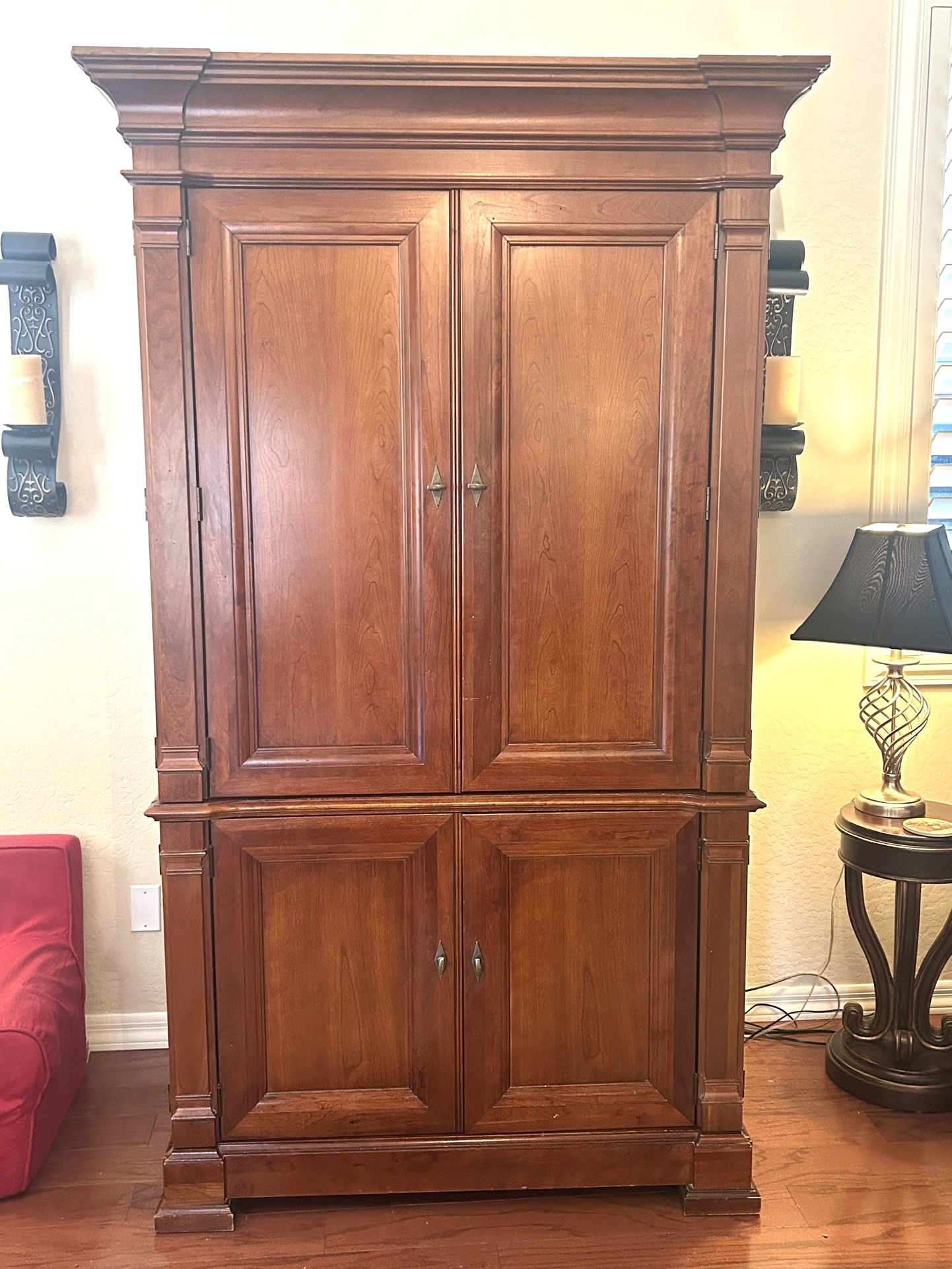 Solid Wood Media Hutch/Cabinet