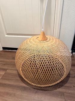 Weaving Bamboo Pendant Light for Kitchen Island, Handmade Woven Hanging Ceiling Light Lampshade for Living Room Bedroom