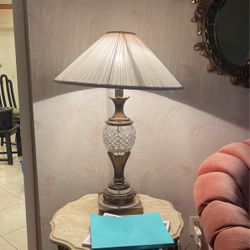 Vintage Cut Glass & Bronze Lamp