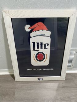 Miller Lite Framed Holiday Beer Sign