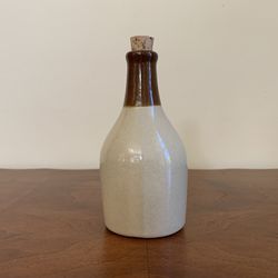 Vintage Small Stoneware Porter Beer Bottle with Cork about 5.5” tall