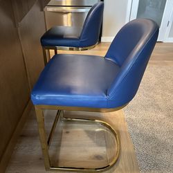Blue PU Leather Table/Counter Chairs