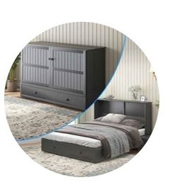 Murphy Bed Queen Mattress - Guest Room Bed Cabinet with Storage
