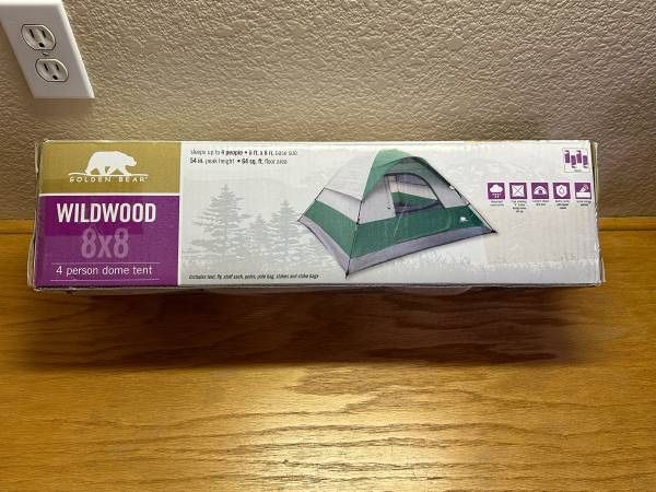 Brand New Golden Bear 4 Person Dome Tent Camping Gear 8x8 Green