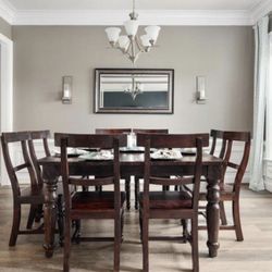 Solid Wood Square Dining Table With 8 Chairs