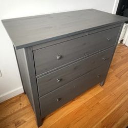 Wooden Gray Dresser 3 Drawers