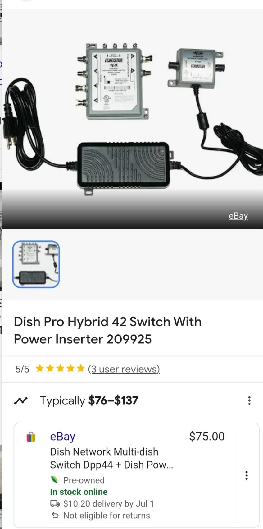 DISH NETWORK DISH PRO PLUS DPPSEP SWITCH
