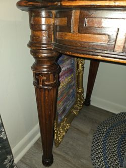 Antique Wood Writing Desk with Carved Details