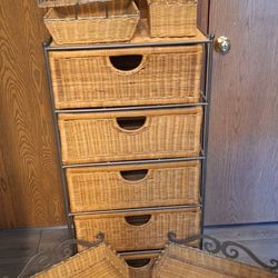 Wicker Dresser And Shelves
