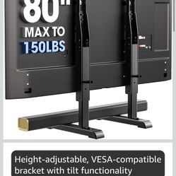  Universal TV Stand, Table Top TV Stand Base Wobble-Free Replacement for Most 24 to 80 Inch LCD LED TVs, 7 Height Adjustable TV Legs Hold up to 150lbs
