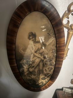 Vintage oval cherub print 27&1/2 tall